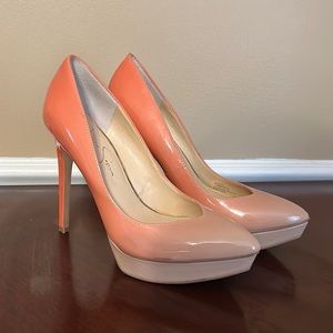 Jessica Simpson pink ombré patent platform heel. Great condition size 7.5.